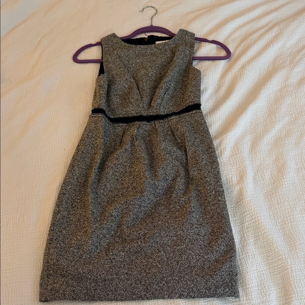 LOFT Black and Gray Sleeveless Mini Dress